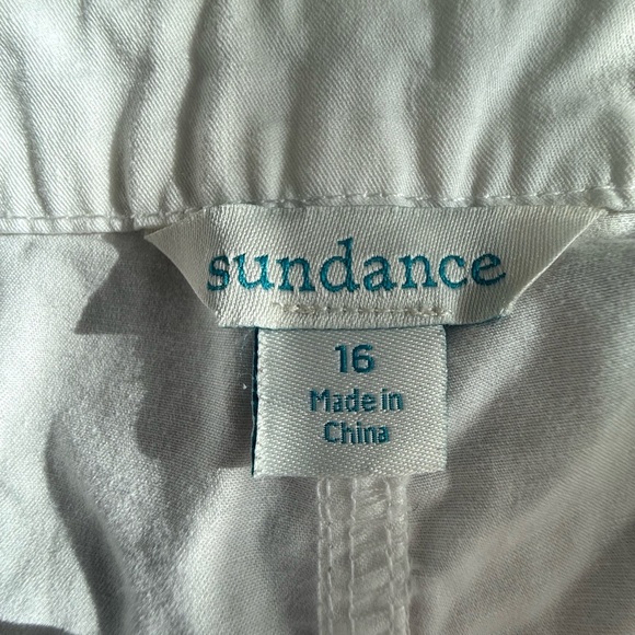Sundance Size 16 Women’s Eyelet Pocket Cotton Pants White Beachy. Button Front - Picture 3 of 8